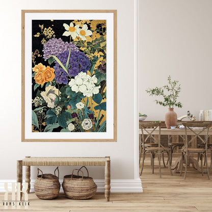 Flowers on Dark Contrast Background Print