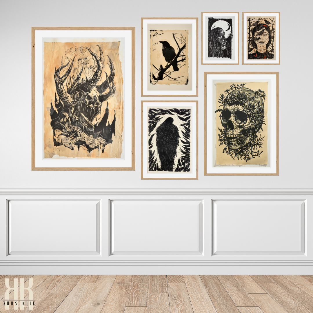 Strange Dark Creature Vintage Etching Wall Art