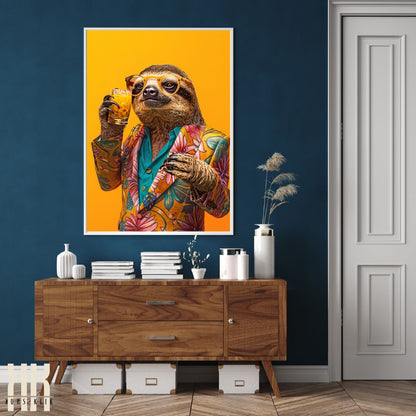 Classy Sloth in Bright Floral Suit