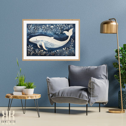 Scandinavian Whale Folk Art Print - 6