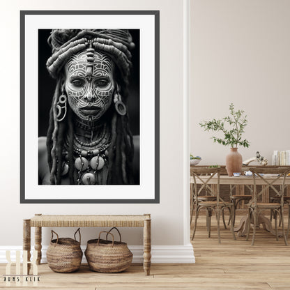 Tribal Woman Black and White Photography Print - 2