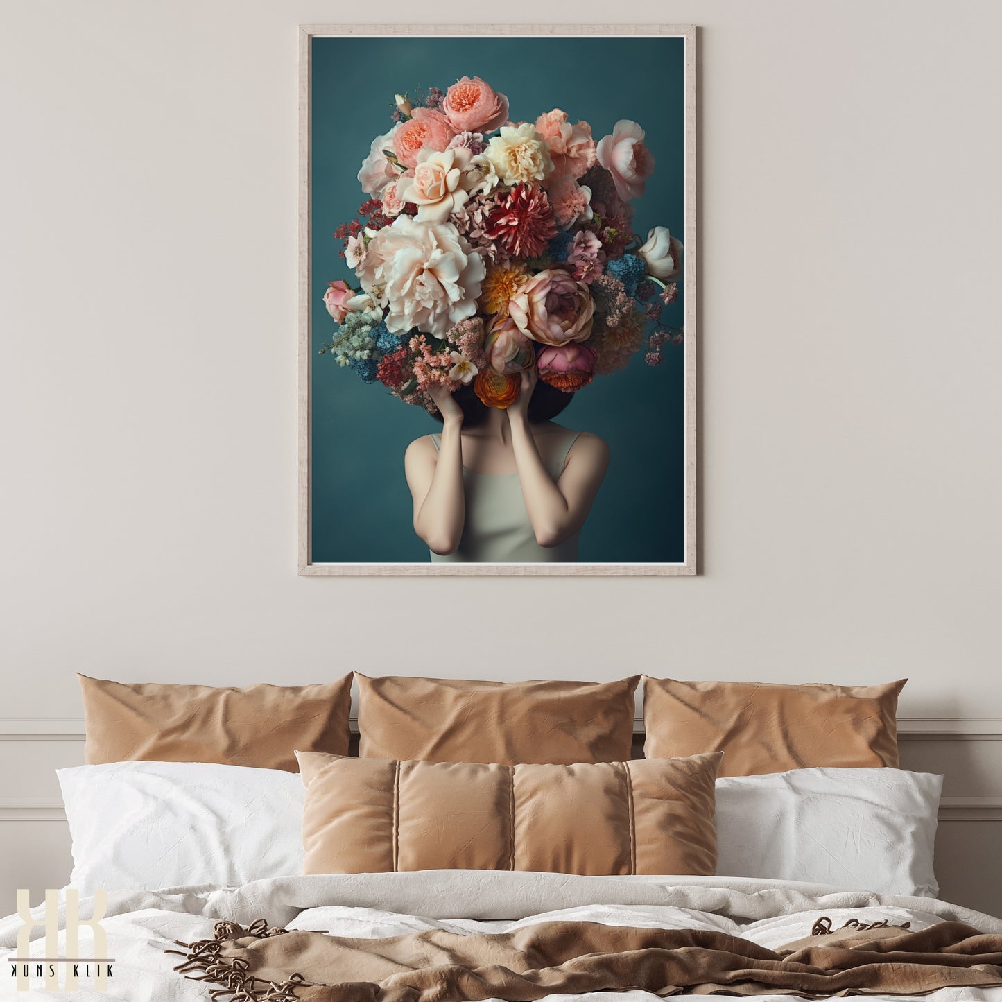 Woman Flower Bouquet Head Feminine Wall Art - 5