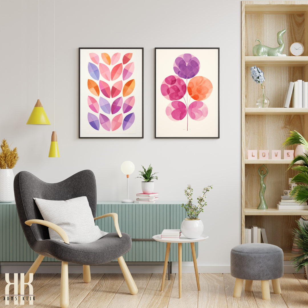 Modern Floral Watercolour Print Colourful Botanical Art for Walls