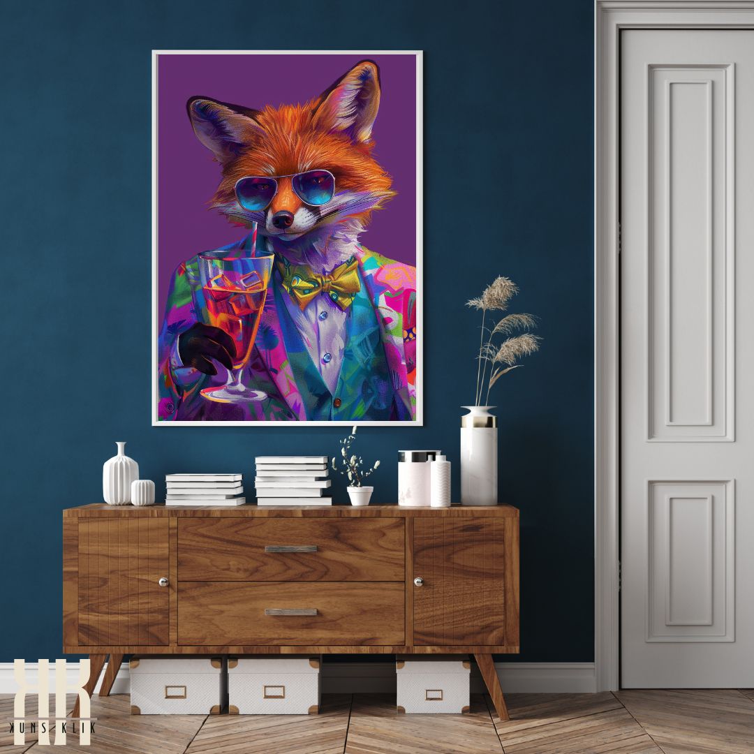 Fox Dressed as Human Having a Cocktail