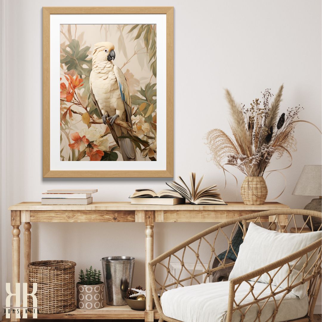 Parrot and Botanical Art Print