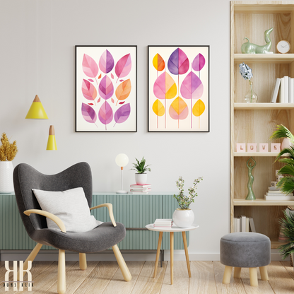 Minimalist Leaf Art Print in Soft Pastels