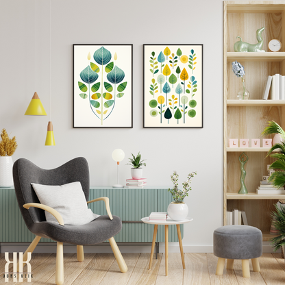 Green Leaf Flat Botanical Minimalist Print