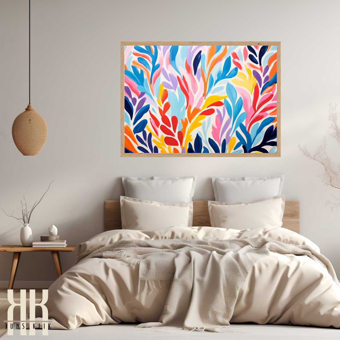 Colourful Leaf Broad Brush Stroke Matisse Pattern Print - 21