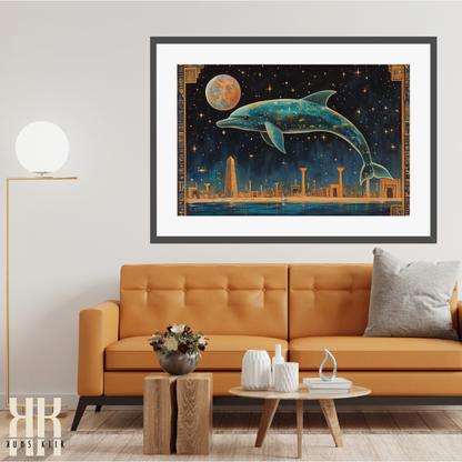 Celestial Dolphin and Ancient Egypt - Mystical Art Poster