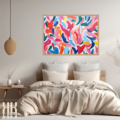 Colourful Leaf Broad Brush Stroke Matisse Pattern Print - 22