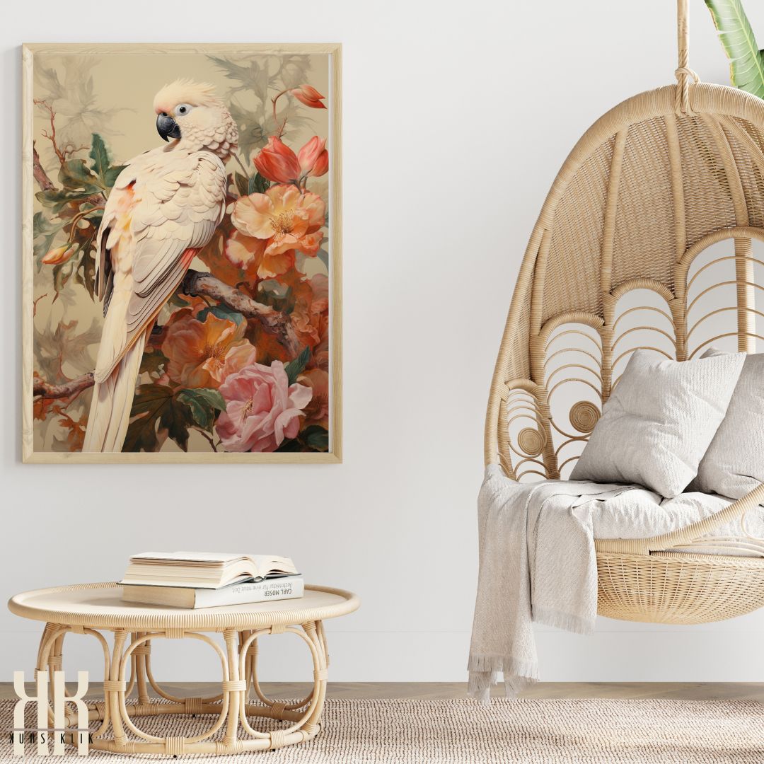 Realistic Parrot Portrait in Soft Tones Art Poster