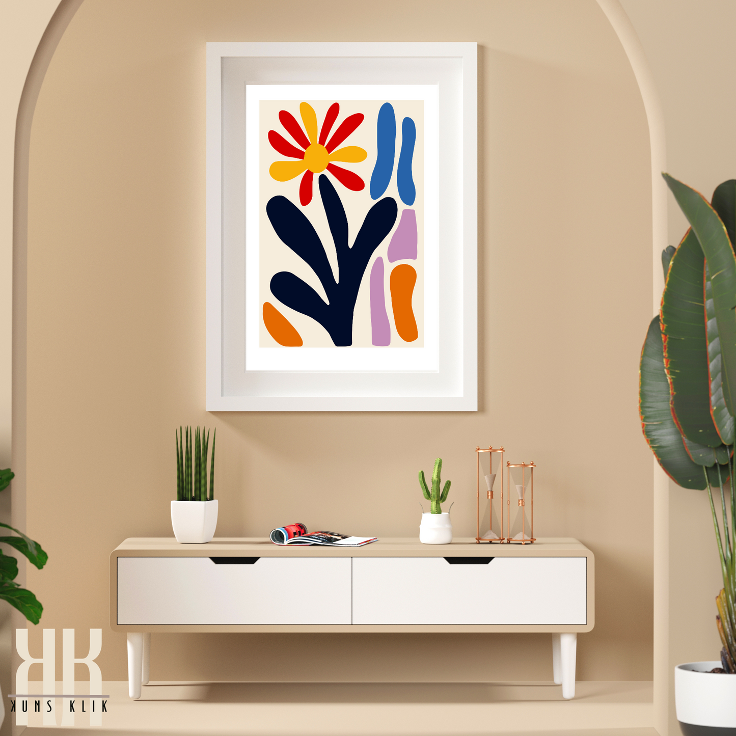 Contemporary Botanical Flat Floral Wall Art - 1