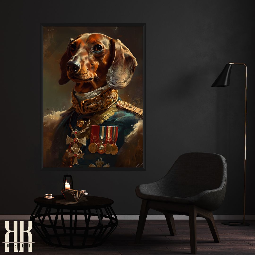 Dachshund Dog Royal Portrait Dressed as Royalty