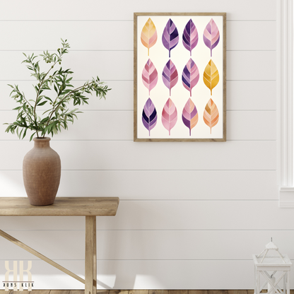 Colourful Leaf Watercolour Print Nature-Inspired Wall Art