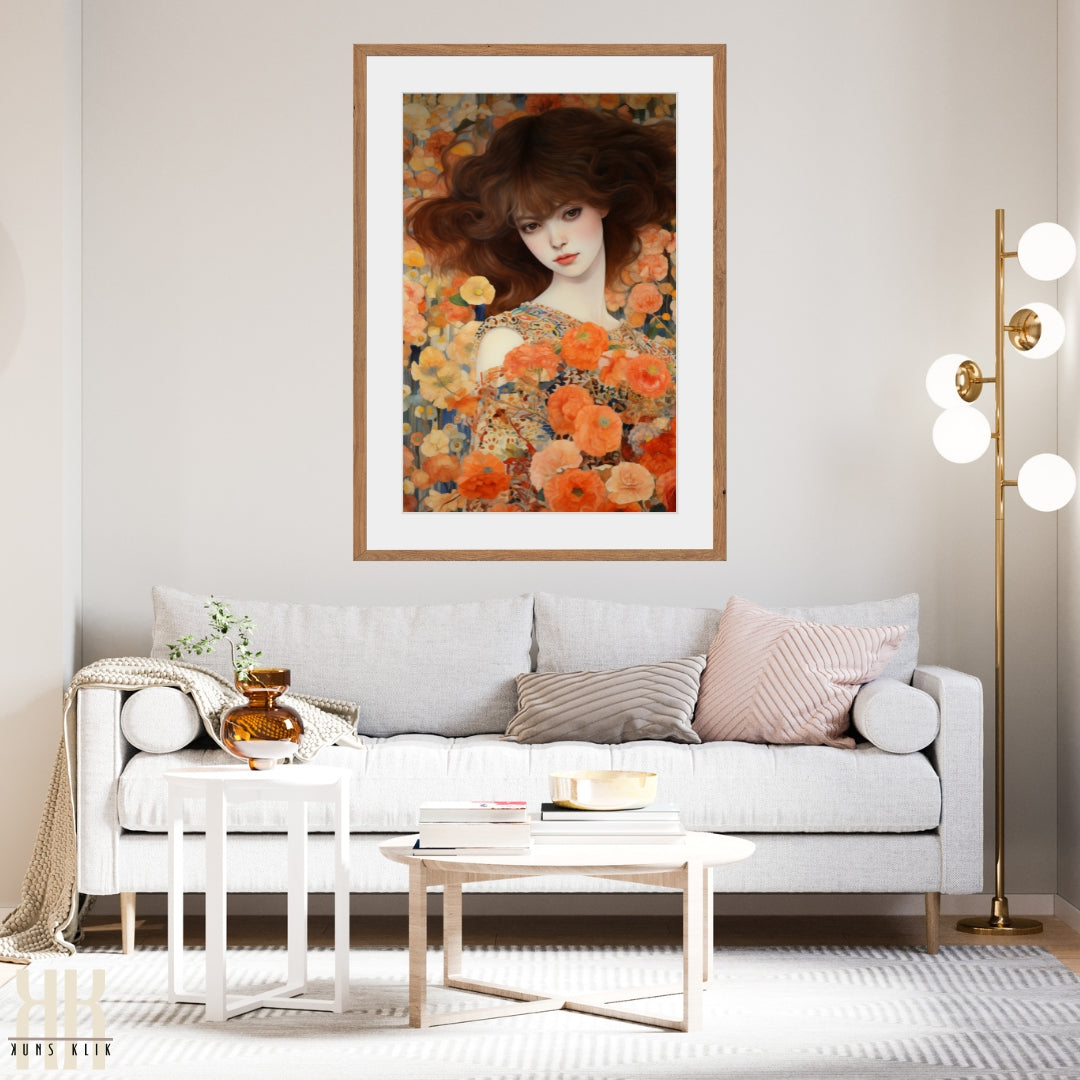 Romantic Floral Woman Portrait Print