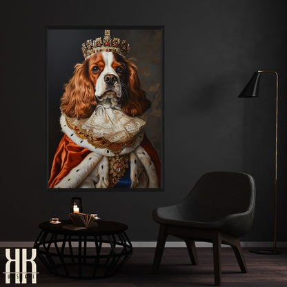 Cavalier King Charles Spaniel Dog Royal Portrait Dressed as Royalty