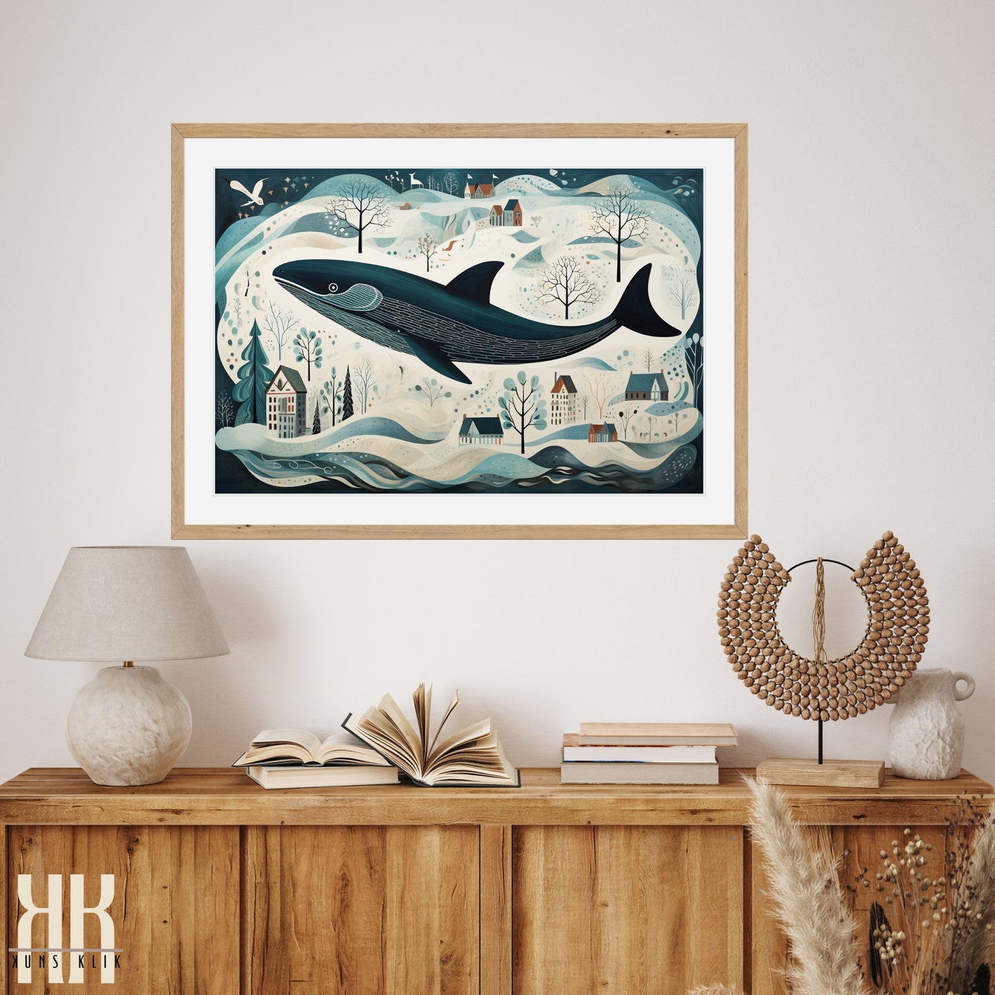 Scandinavian Whale Folk Art Print - 5