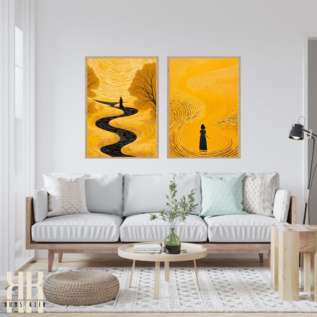 Black and Yellow Landscape Wall Art Print