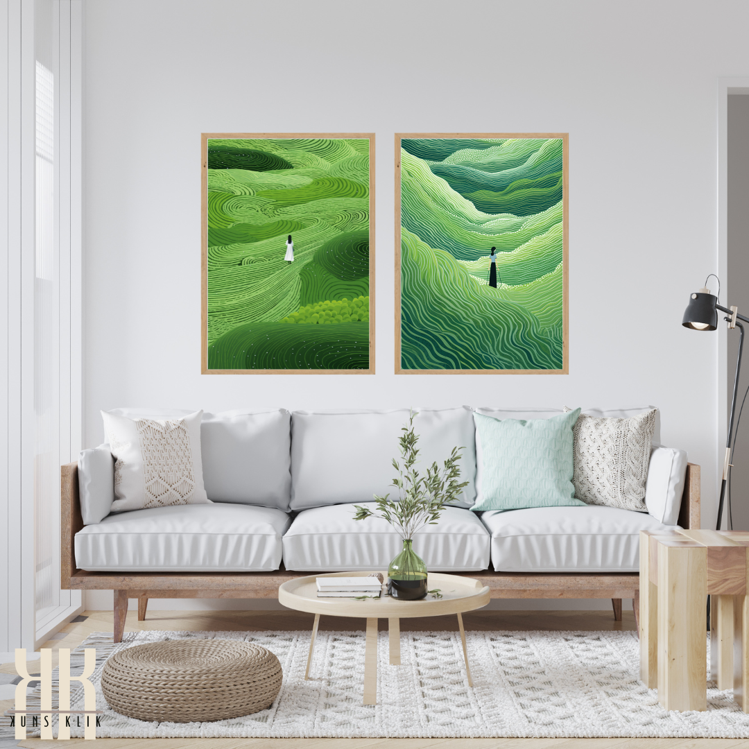 Nature-Inspired Green Abstract Wall Art Print