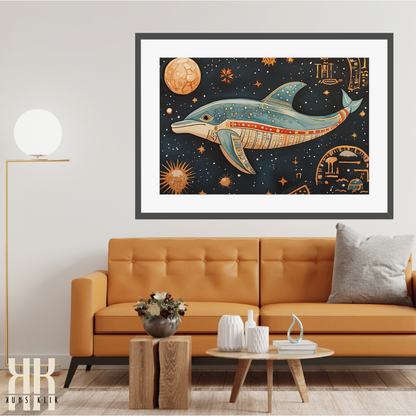 Surreal Dolphin in a Cosmic Realm - Unique Universe Wall Decor