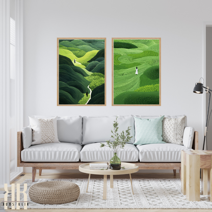 Abstract Green Landscape Art Print