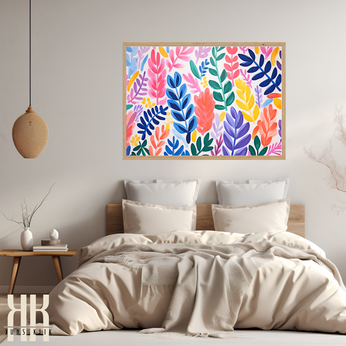 Colourful Leaf Broad Brush Stroke Matisse Pattern Print - 16