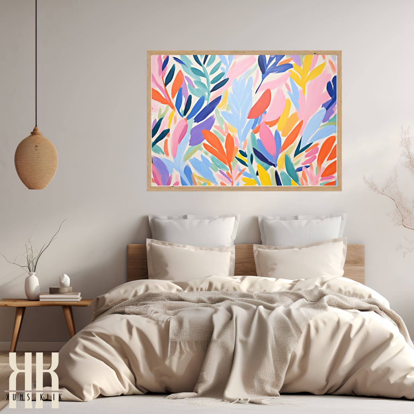 Colourful Leaf Broad Brush Stroke Matisse Pattern Print - 3