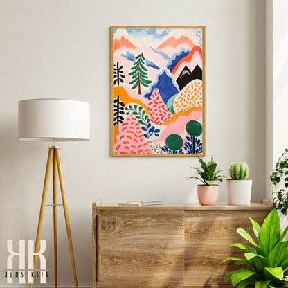 Vibrant Matisse-Inspired Forest Landscape Art Print