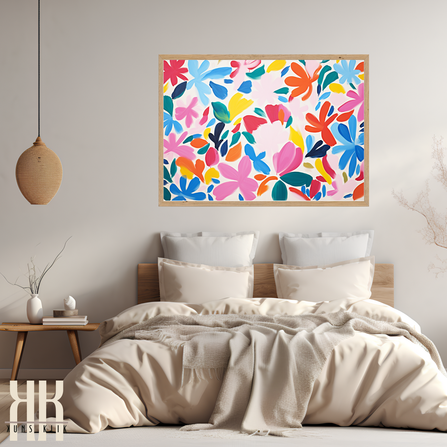 Colourful Leaf Broad Brush Stroke Matisse Pattern Print - 18