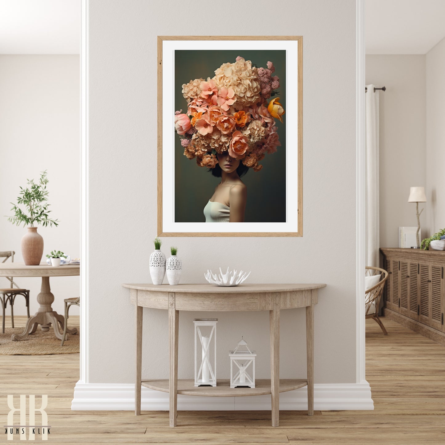 Woman Flower Bouquet Head Feminine Wall Art - 7