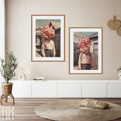 Vintage Surreal Art Print of Tentacle-Faced Man