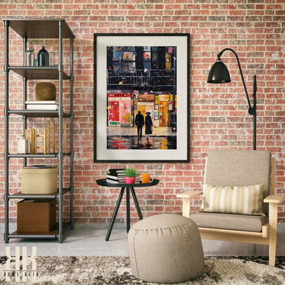 Romantic Couple Urban Cityscape Wall Art - 2