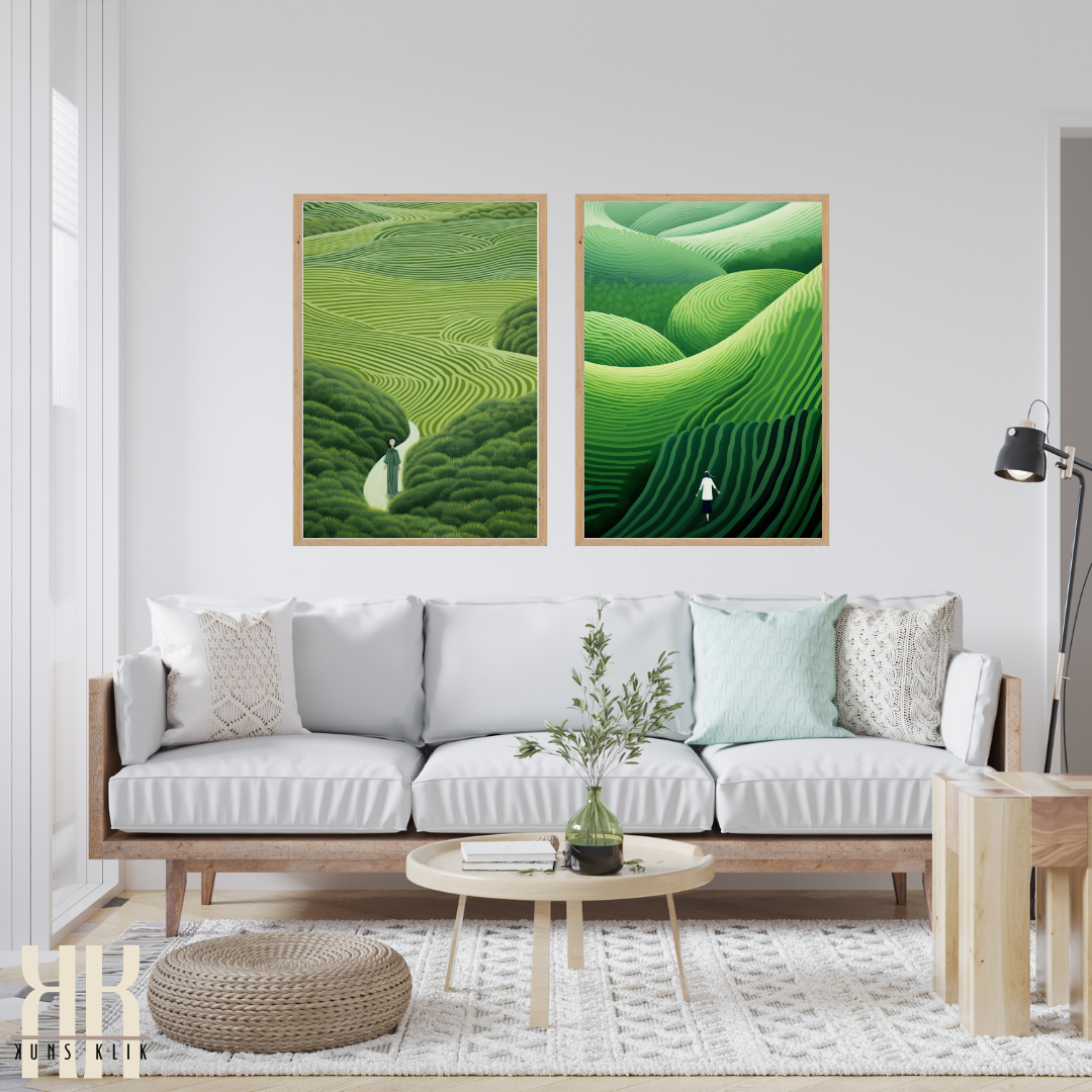 Journey Through Green Fields Serene Nature Art Print