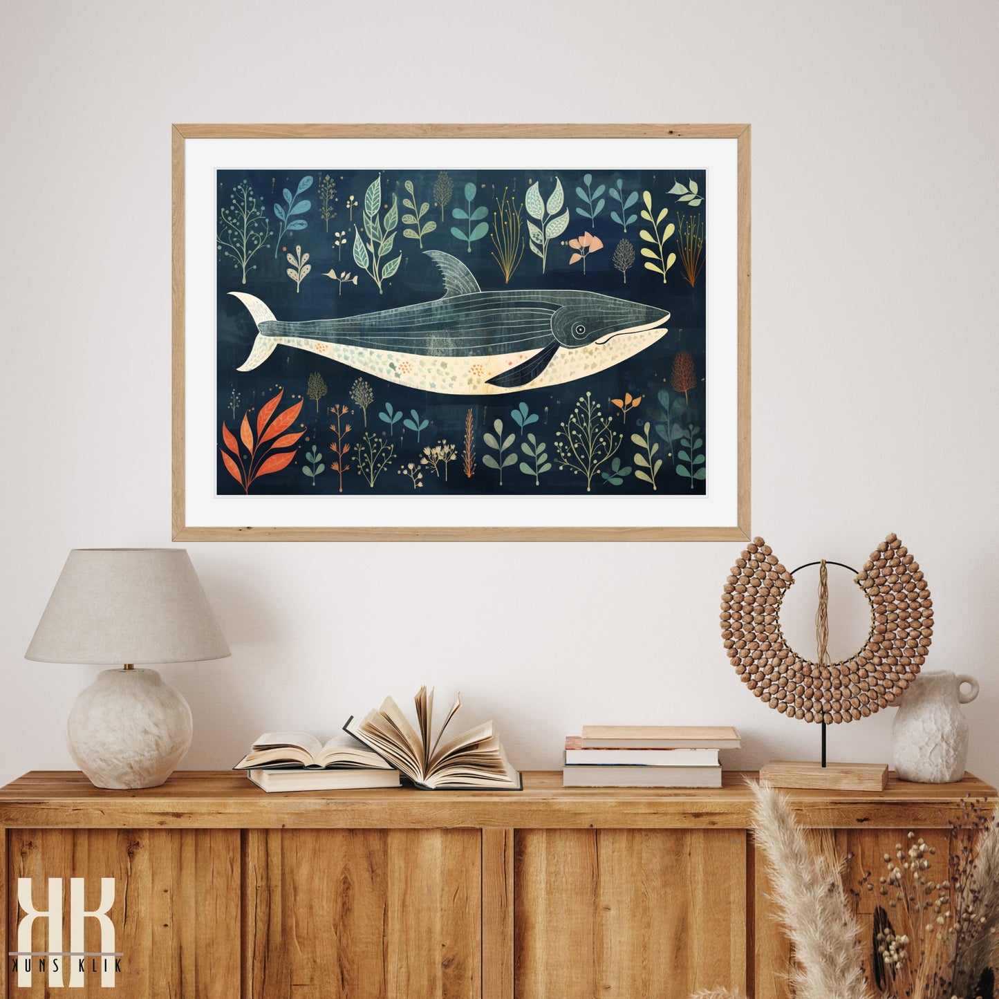 Scandinavian Whale Folk Art Print - 4