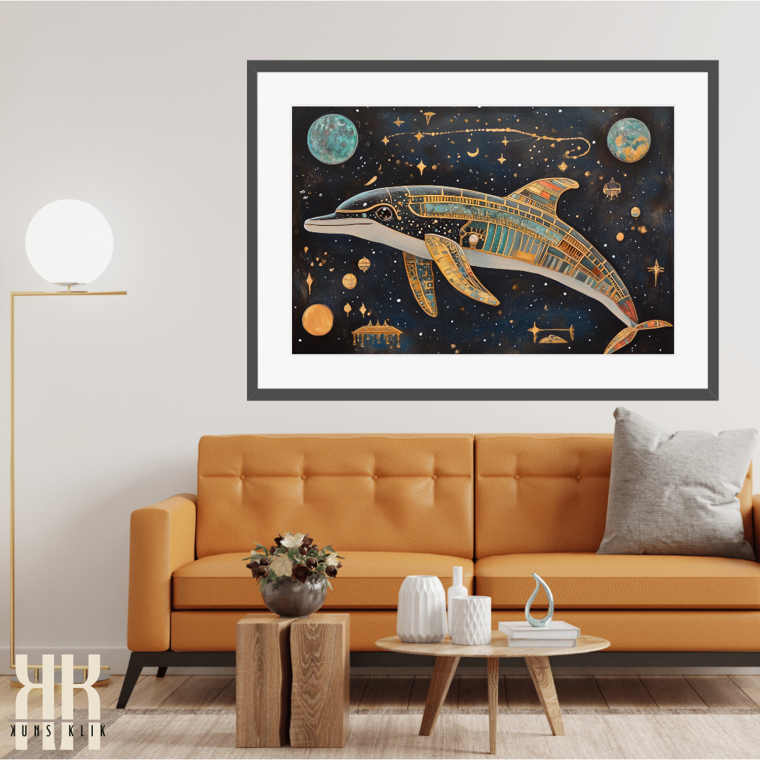 Ethereal Dolphin Swimming in the Stars - Astral Art Poster