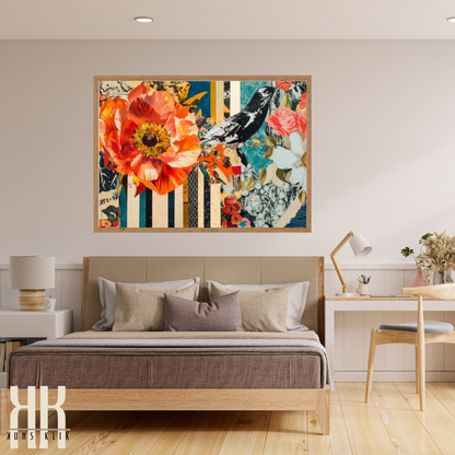 Eclectic Collage Art Print – Colourful Abstract Floral Wall Art