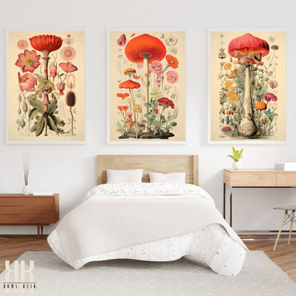 Vintage-Style Flora and Fungi Poster Print