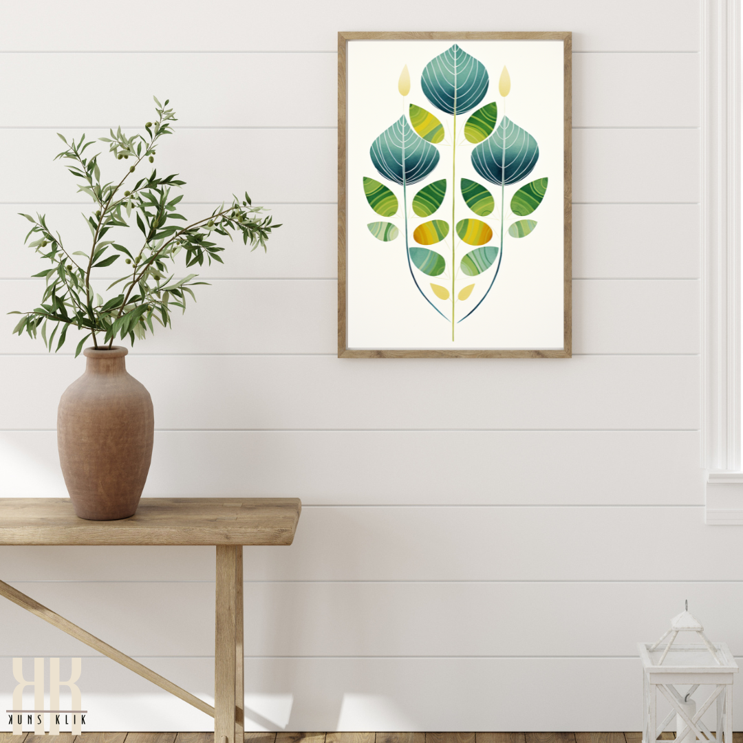 Green Leaf Flat Botanical Minimalist Print