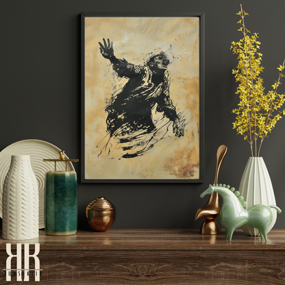 Abstract Male Figure Sketch Wall Art Print