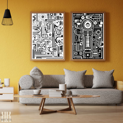 Modern Abstract Circuitry Pattern Art - 1