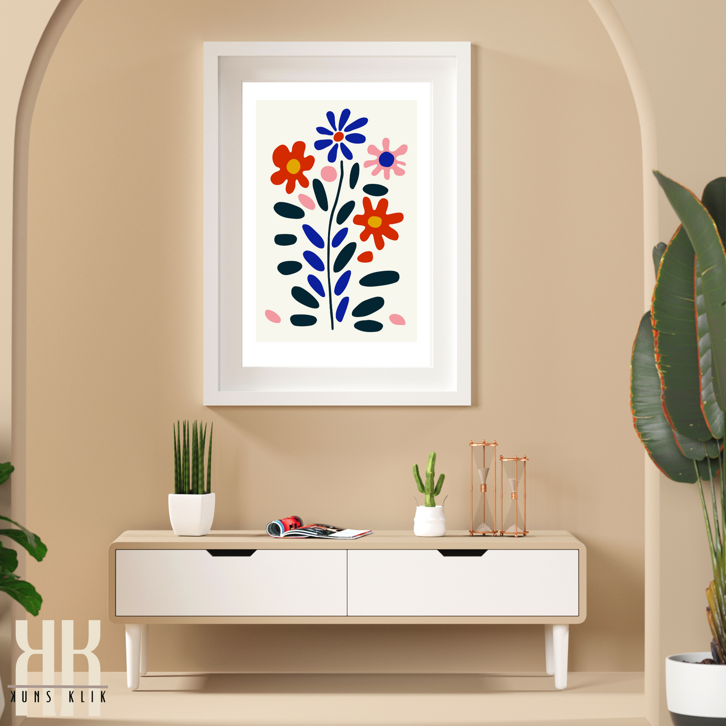 Contemporary Botanical Flat Floral Wall Art - 3