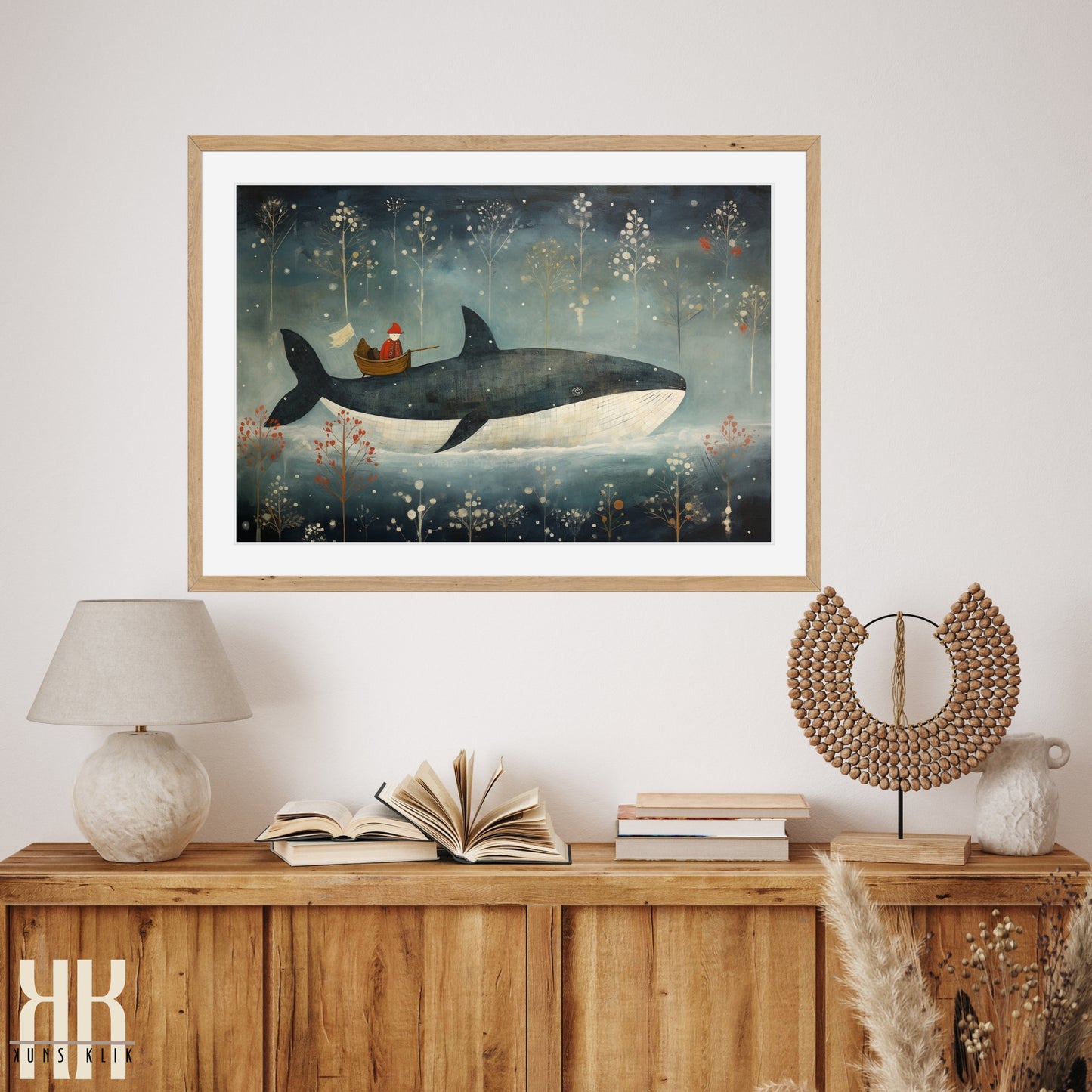 Scandinavian Whale Folk Art Print - 9