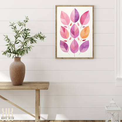 Minimalist Leaf Art Print in Soft Pastels