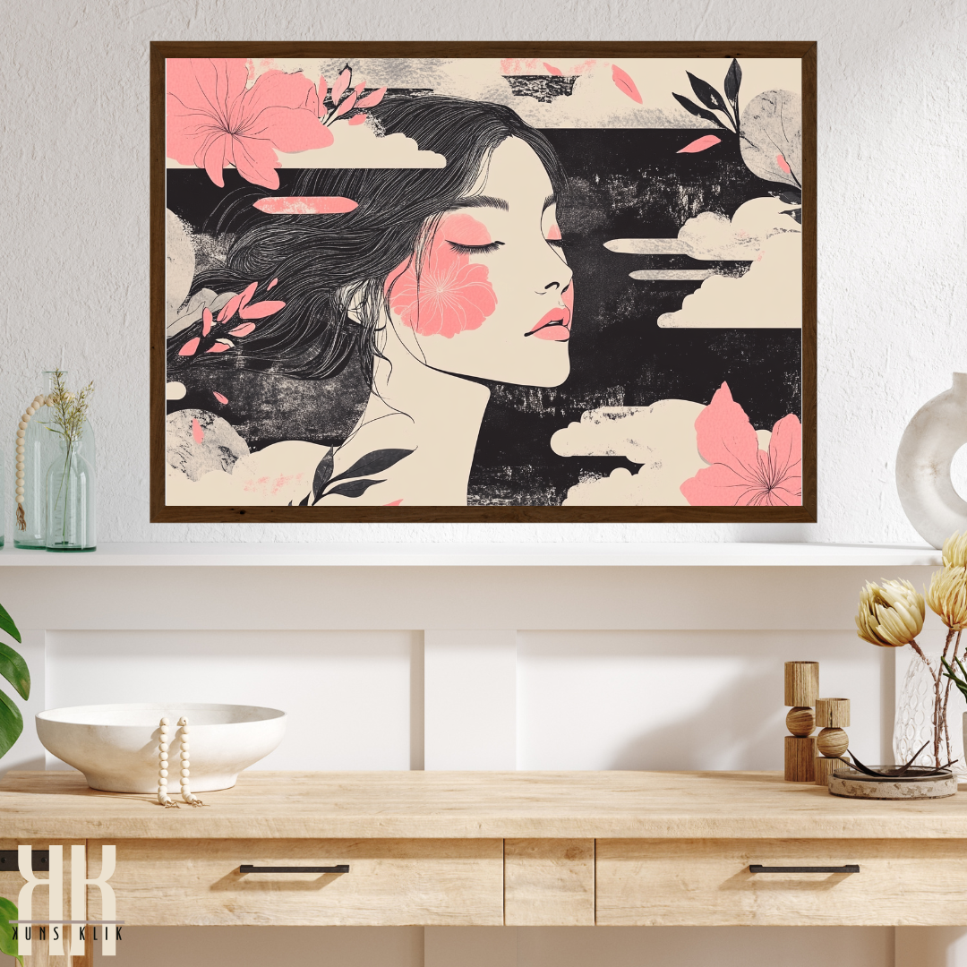 Abstract Feminine Face Illustration - Contemporary Fine Art Print