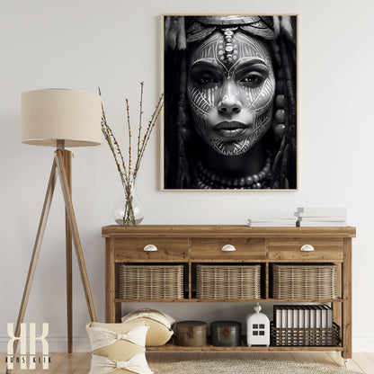 Tribal Woman Black and White Photography Print - 3