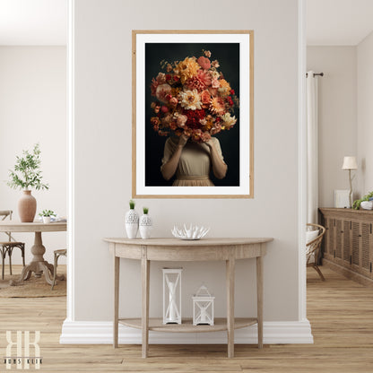 Woman Flower Bouquet Head Feminine Wall Art - 10