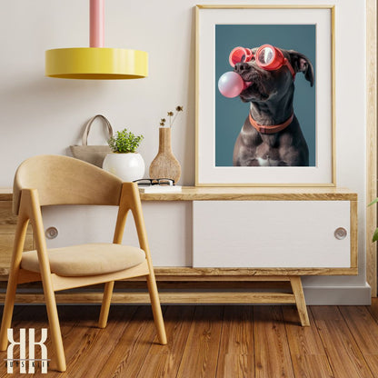 Anthropomorphic Animal Art Prints with Bubble Gum