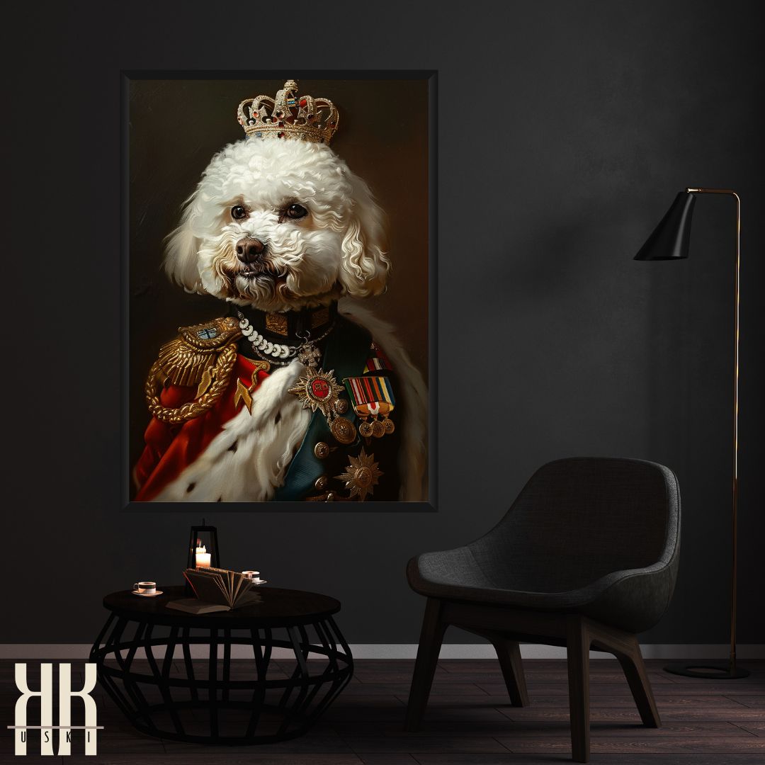 Poodle Dog Royal Portrait Dressed as Royalty