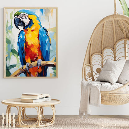 Parrot Watercolour Tropical Wall Art Print