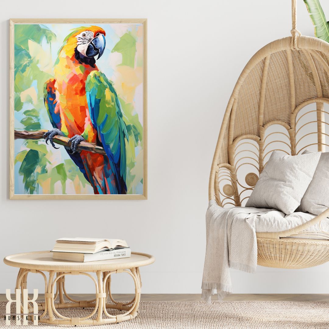 Watercolour Tropical Parrot Wall Art Print